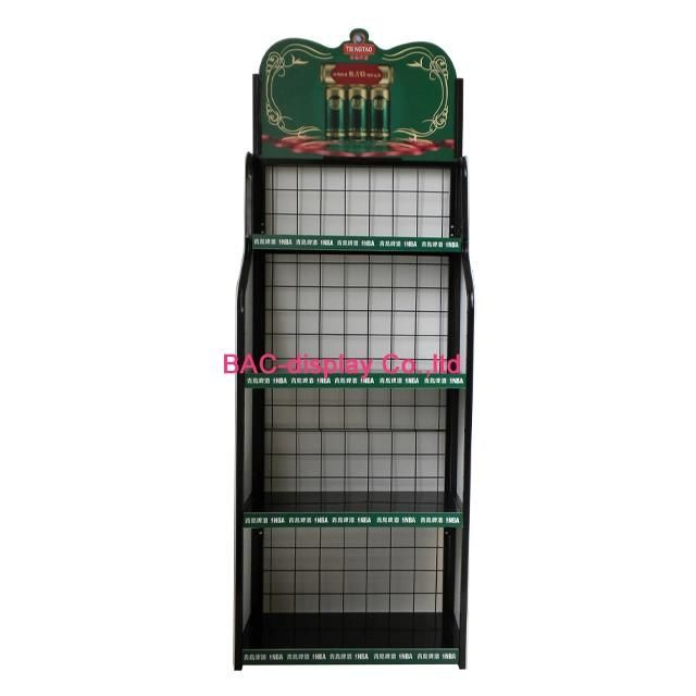 Supermarket Custom Floor Standing Metal Grid Shelf Store Food and Beverage Display Rack