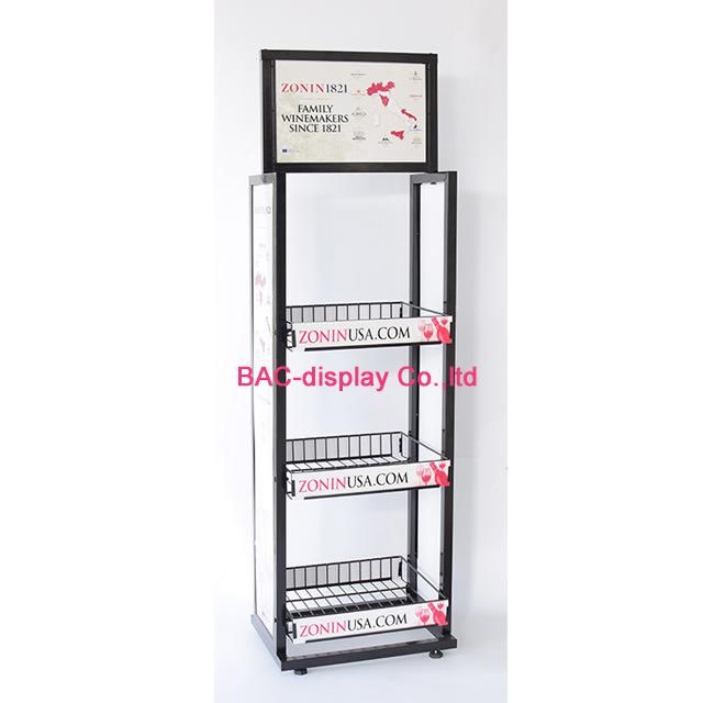 Supermarket Used Free Standing Metal Iron Plate Display Wine Racks for Sales