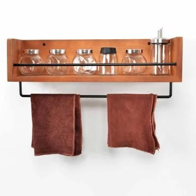 Wall Mounted Wooden Spice Rack for Kitchen Storage
