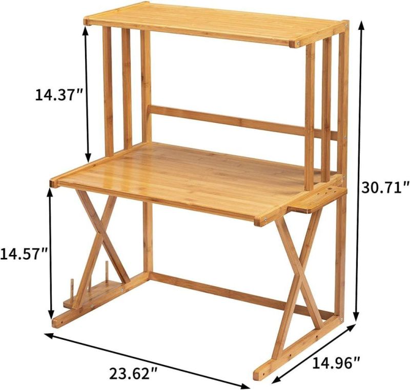 3-Tier Bamboo Microwave Oven and Spice Bottle Rack, Cookware Organizer for Kitchen Cabinet and Storeroom