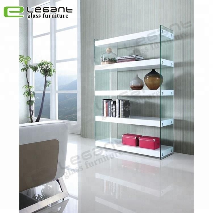 Glass Bookshelf with Stainless Steel Frame