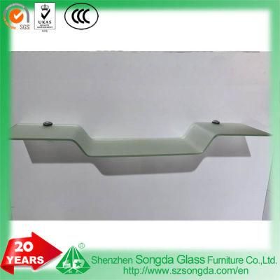 6mm Frosted Bent Fashion design Glass Shelf Decorate Room