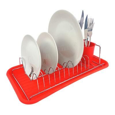 Kitchen Dish Plate Storage Rack with Utensil Holder and Tray