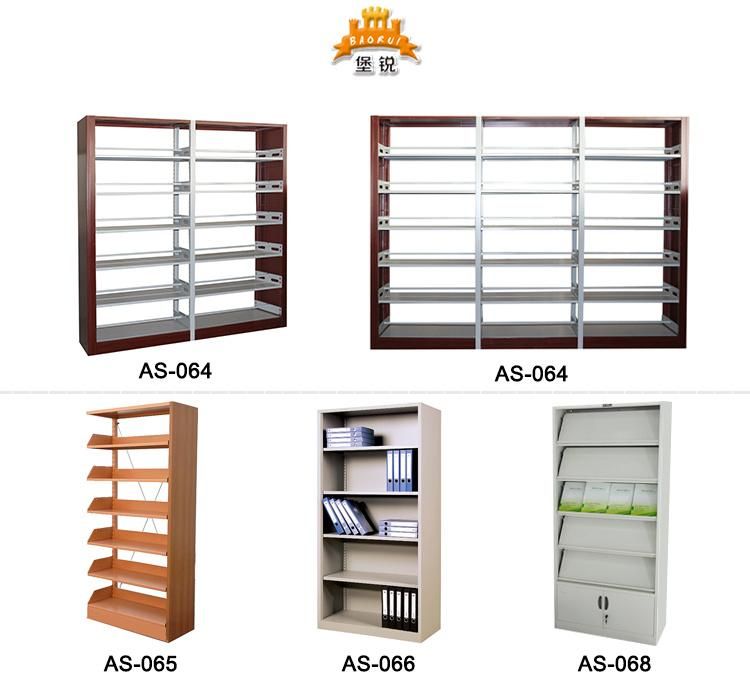 Jas-064 Hot Sale Wood Color Metal Library Book Storage Racks