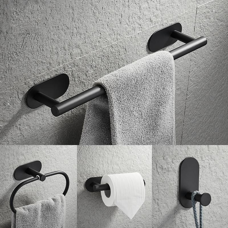 Matte Black Finish Stainless Steel Wall Mounted Towel Ring Rack