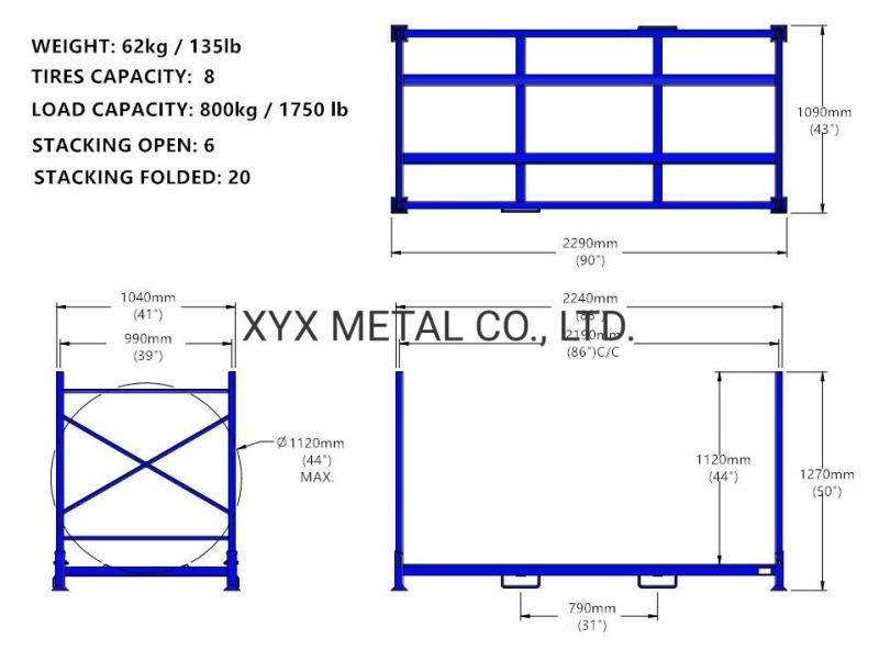 Folding Storage Warehouse Stacking Tire Rack
