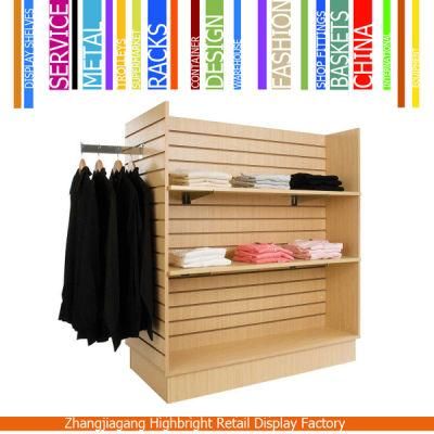 Wooden Grocery Store Slatwall Display Rack