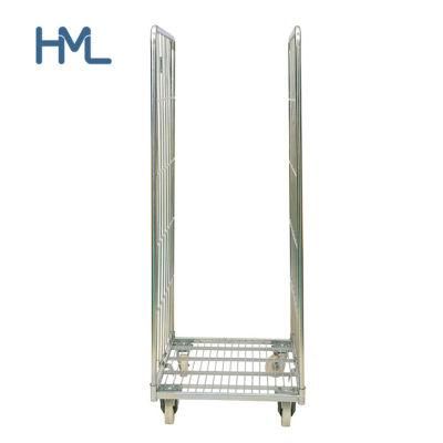 Easily Assembled Galvanized Warehouse Storage Metal Wire Roll Container Trolley