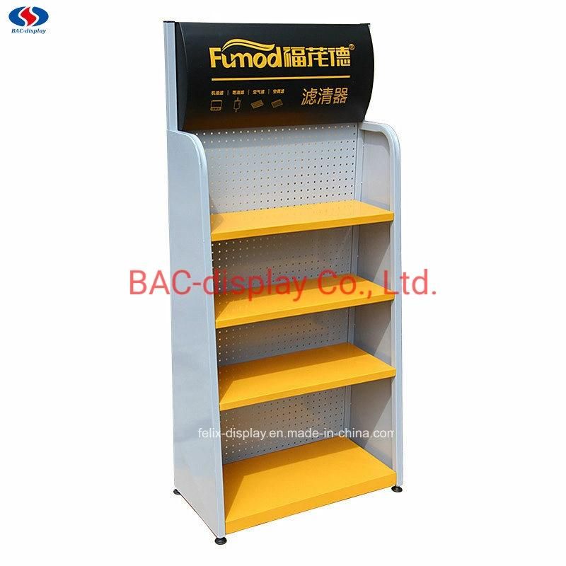 Supermarket Custom Floor Standing Metal Grid Shelf Store Food and Beverage Display Rack