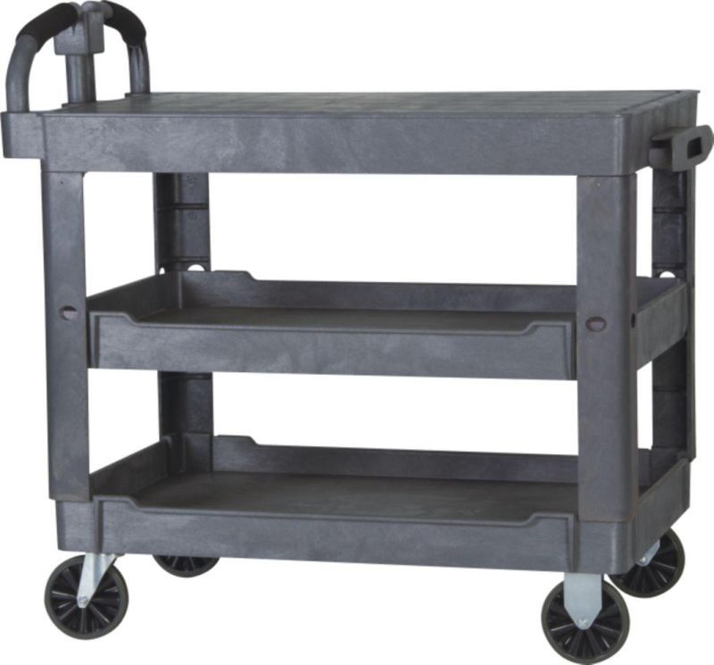 Multifunction Industrial 3 Shelf Heavy Duty Rolling Storage Plastic Service Utility Cart