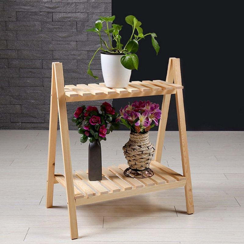 Bamboo Flower Pot Shelf Stand Folding Display Rack