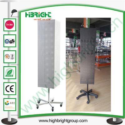 Four Sides Metal Floor Standing Rotating Pegboard Rack