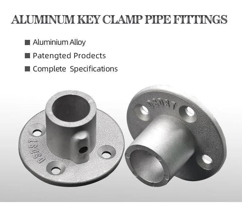 OEM Aluminium Key Clamp Pipe Fittings Custom Mounting Base Plate 4 Hole Flange with Screw