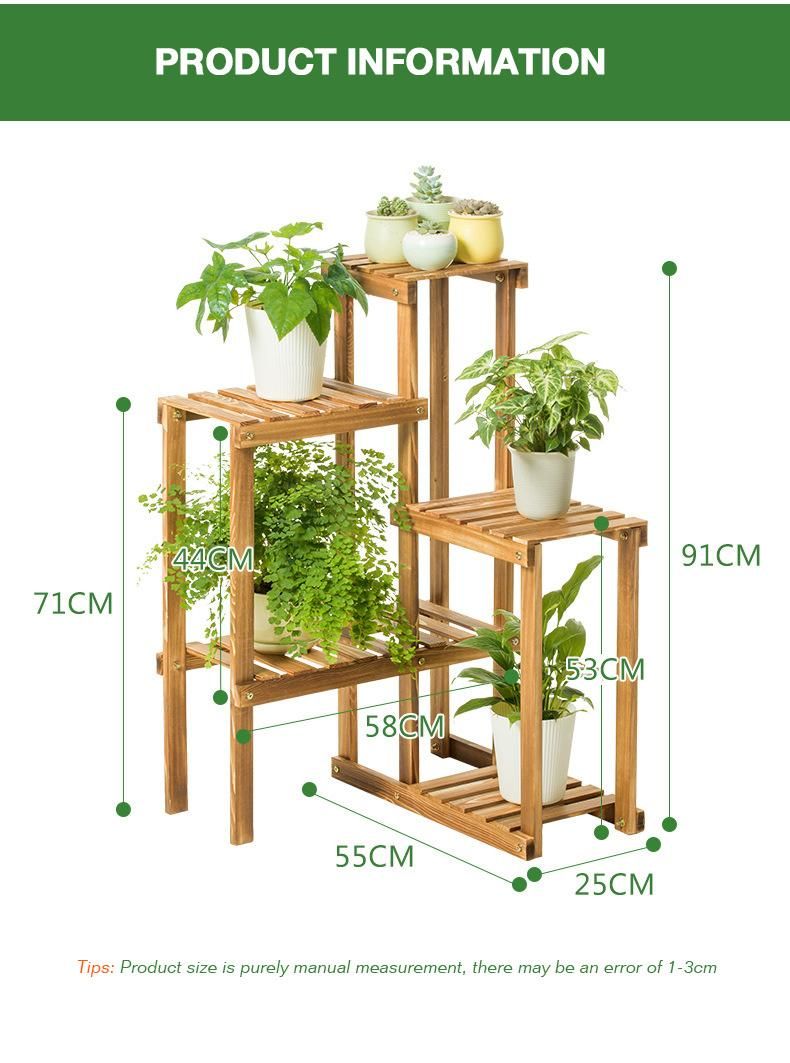 Flower Rack, Storage Rack, Balcony, Living Room, Green, Fleshy, Solid Wood Flower Pot Rack, Floor Type, Multi-Storey Indoor