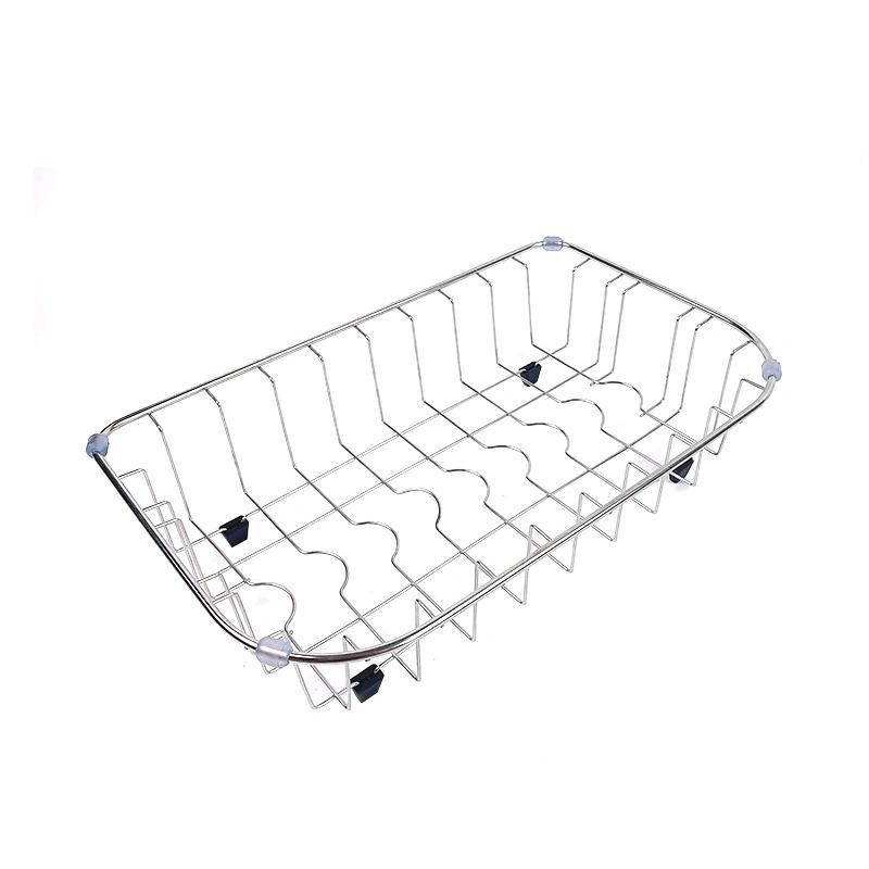 Stainless Steel Sink Basket Kitchen Utensils Retractable Drain Basket Vegetable Dish Storage Rack