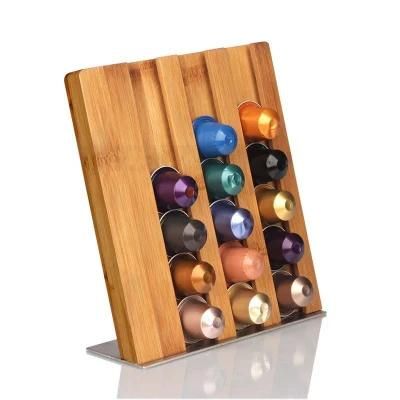 Modern Bamboo Coffee Pod Holder Capsules Storage Stand Rack for Nespresso Wood Bh-4003