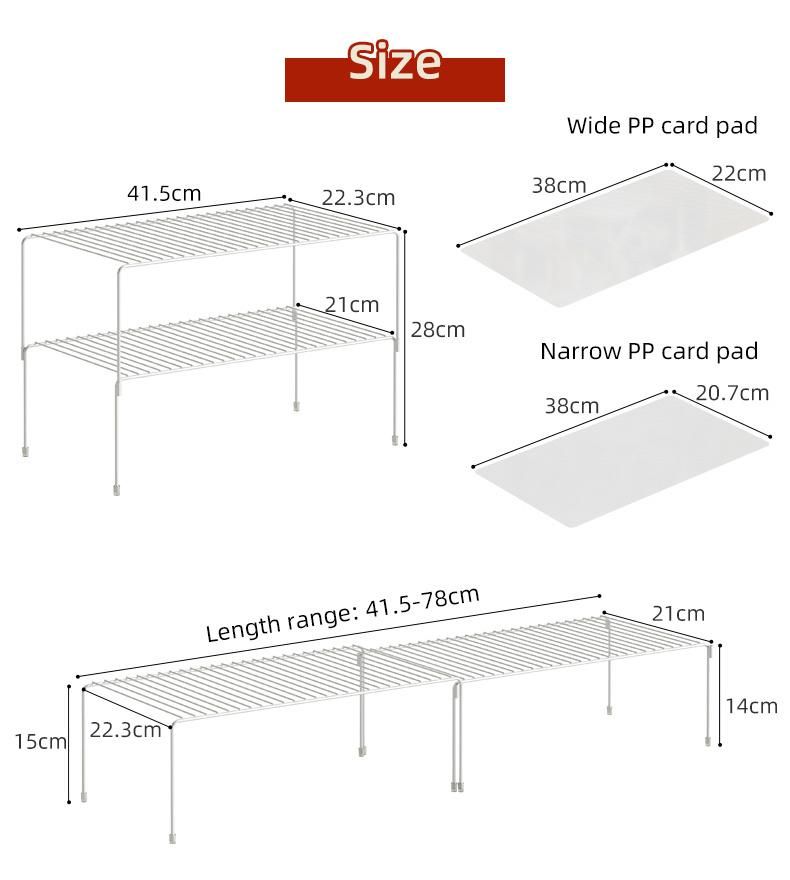 Kitchen Storage Rack Retractable Adjustable Counter Shelf for Home Use