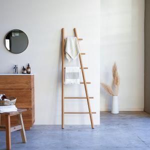 Custom Furniture Wholesale Manufacturer Nordic Modern Multifunctional Bedroom Wooden Standing Ladder Storage Shelf Towel Rack