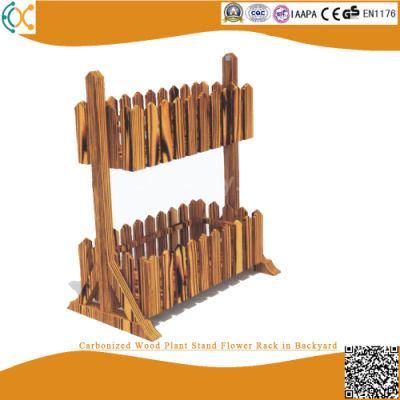 Carbonized Wood Plant Stand Flower Rack in Backyard