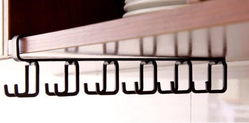 Metal Mug Holder Coffee Tea Cup Rack Storage Kitchen Under Shelf Cabinet Hanger 12 Hooks