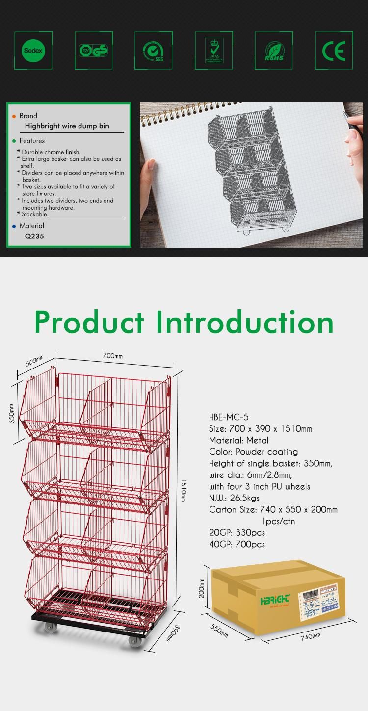 Highbright Stackable Wire Basket Promotion Display Rack