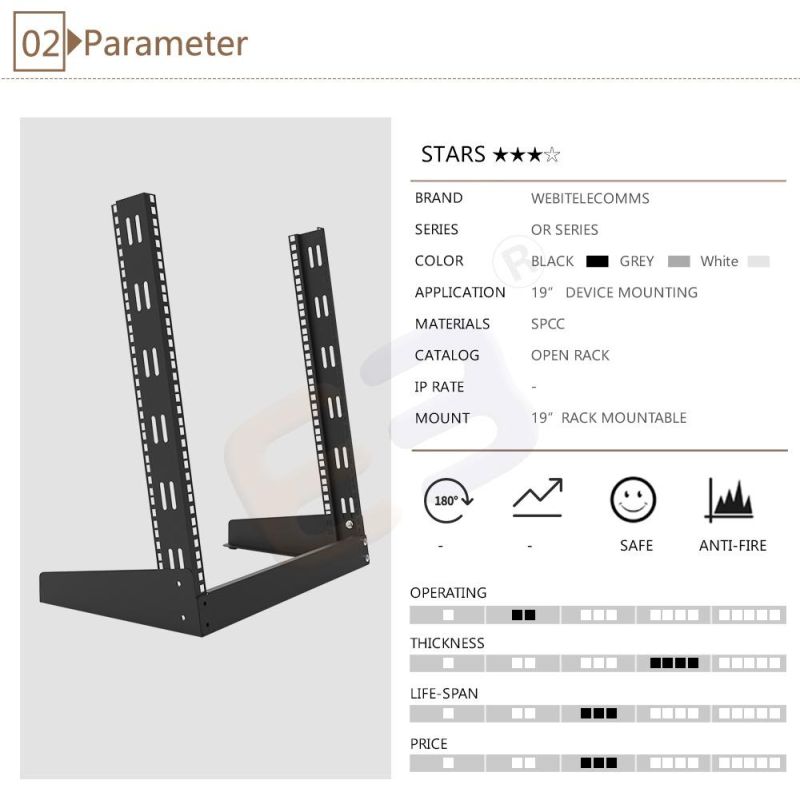 Portable 6u 9u 12u Wall Mount It Open Frame 19 Inch Rack Black