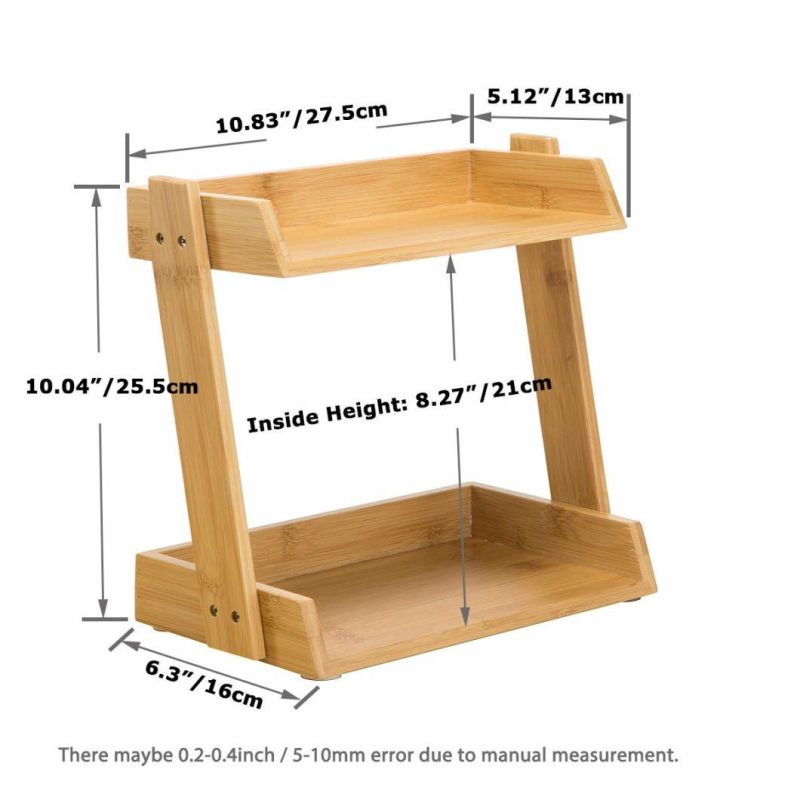 Makeup Organizer, Cosmetic Storage Display Shelf with 2 Layers, Assemble Easily, Fits Different Cosmetics and More, Bamboo