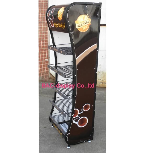 High Quality Black Paiting Metal Shelves Bread Food Display Rack