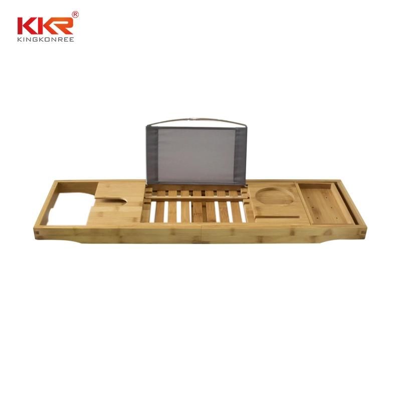 Modern Style Bathroom Bathtub Bamboo Natural Color Rack