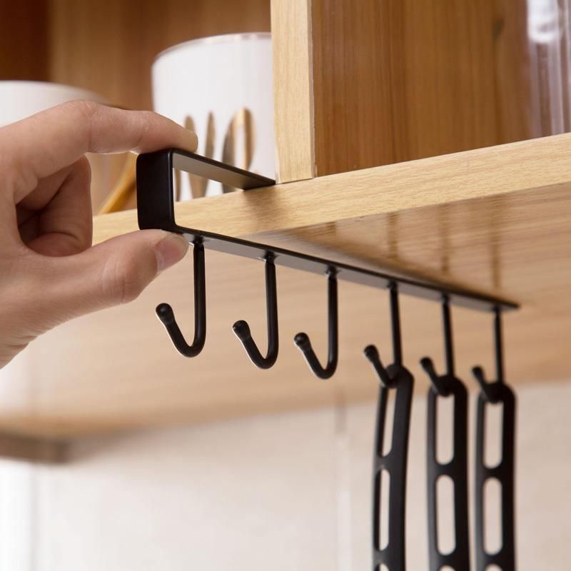 Iron Cupboard Hook Kitchen Cabinet Door Shelf Glass Mug Cup Storage Hanging Rack