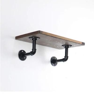 3/4&quot; Black Industrial Retro Wall Mount Pipe Shelf Holder Bracket Shelving Bookshelf