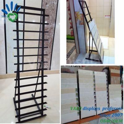 Metal Floor Quartz Stone / Ceramic Tile Display Rack with Shelve