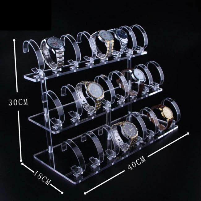 Fashion Transparent 3 Layers Acrylic Watch Display Rack