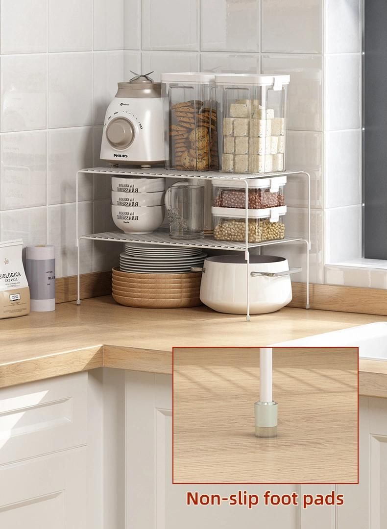 Household Kitchen Under Sink Shelf Double Layers Storage Standing Rack