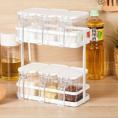 Metal Kitchen Table Top Square Shelf Seasoning Storage Double Rack