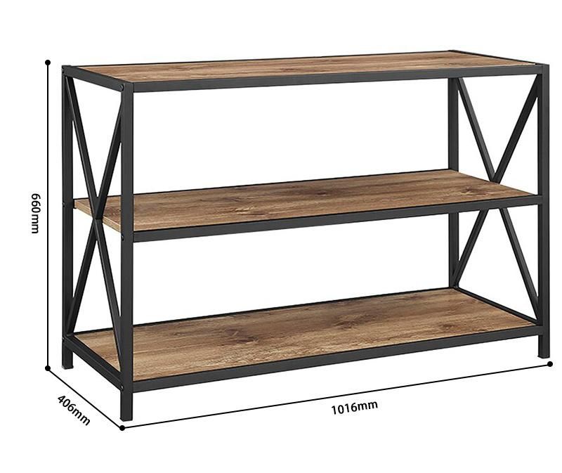 Steel Living Room Furniture Wood and Metal Bookcase