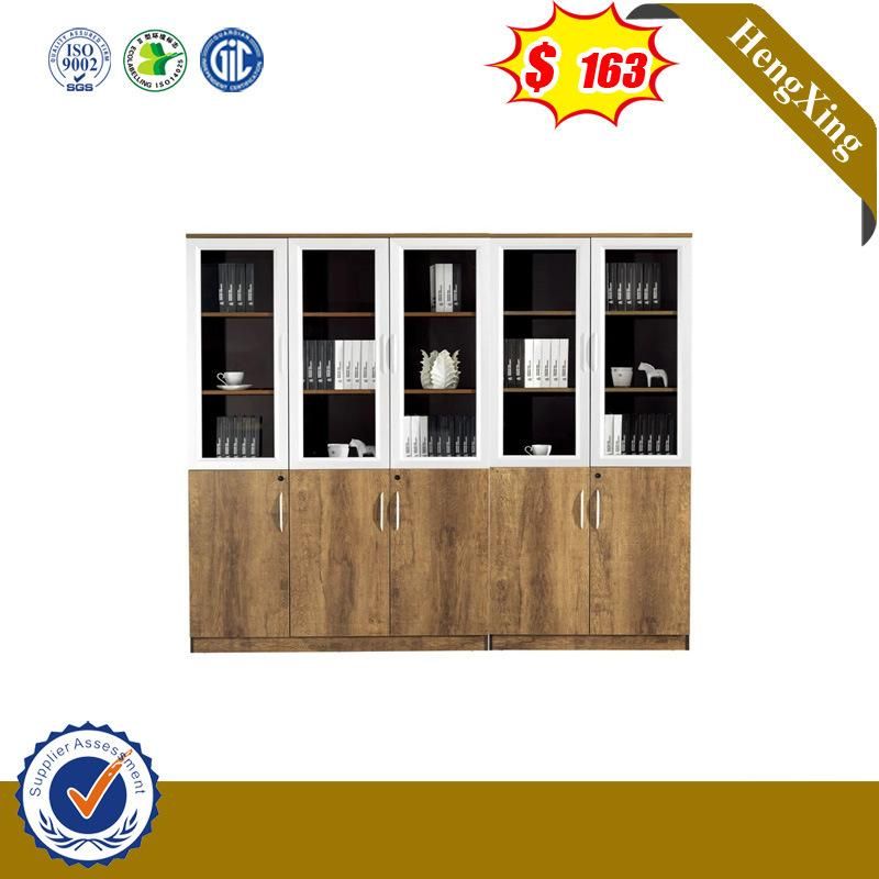 5 Doors Wide Aluminum Glass Shelf Filing Cabinet Wooden Bookcase