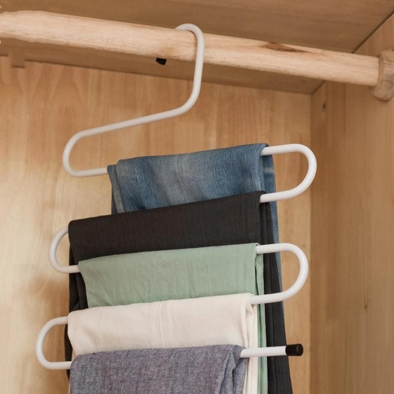 Multi-Layer Magic Non-Slip S-Shaped Stainless Steel Storage Multifunctional Pants Rack