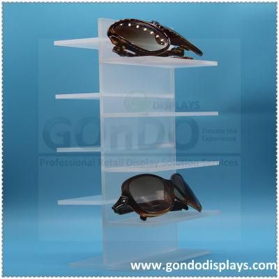 10 Tiers Double Sided Pop up Supermarkets and Stores Retail Counter Table Frosted Acrylic Sunglasses Display Shelf 10PCS