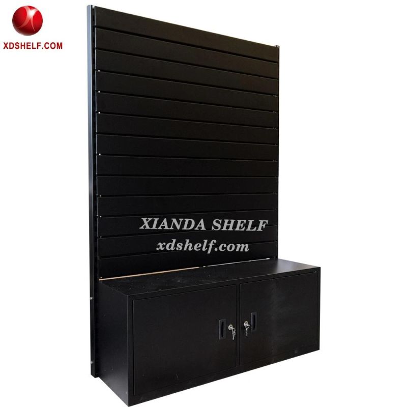 Wall Slat Display Shelving Panel Inner Corner Metal Display Shelf Storage Tools Slatwall Shleves Stand with Slat Hook