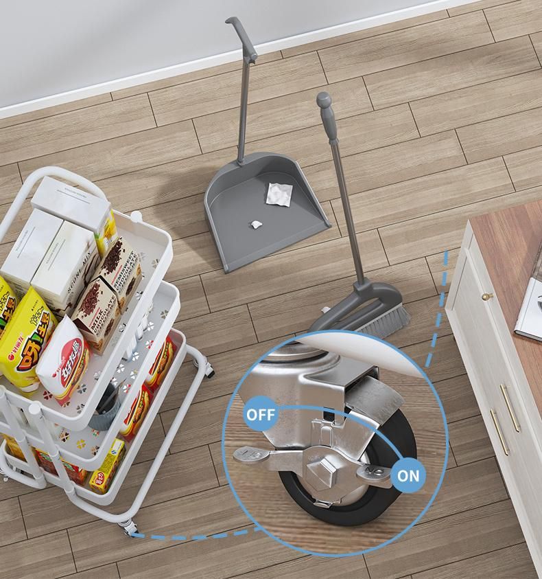 Three Tiers Metal Kitchen Moving Fruit and Vegetable Storage Rack with Wheels Storage Holders & Racks for Kitchen Home Use Racks