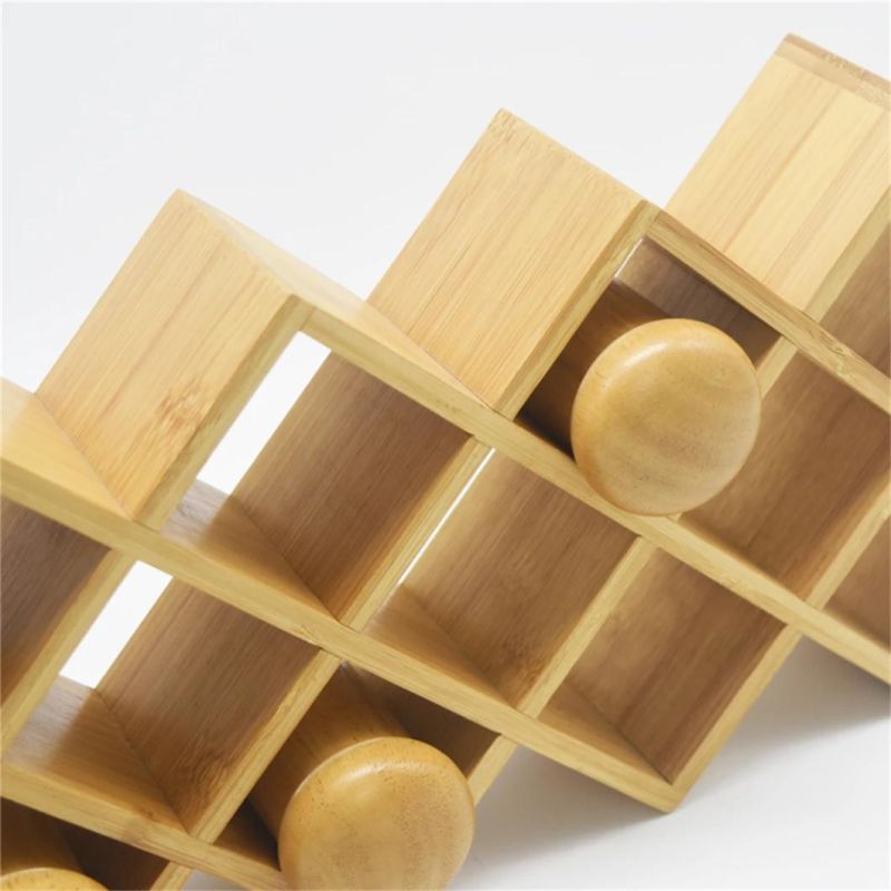 Countertop Wood Wine Rack Bamboo Wine Bottle Storage Holder Rack