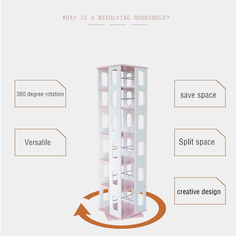 360 Degree Rotating Bookshelf European Simple Large Capacity Bookshelf CD Rack