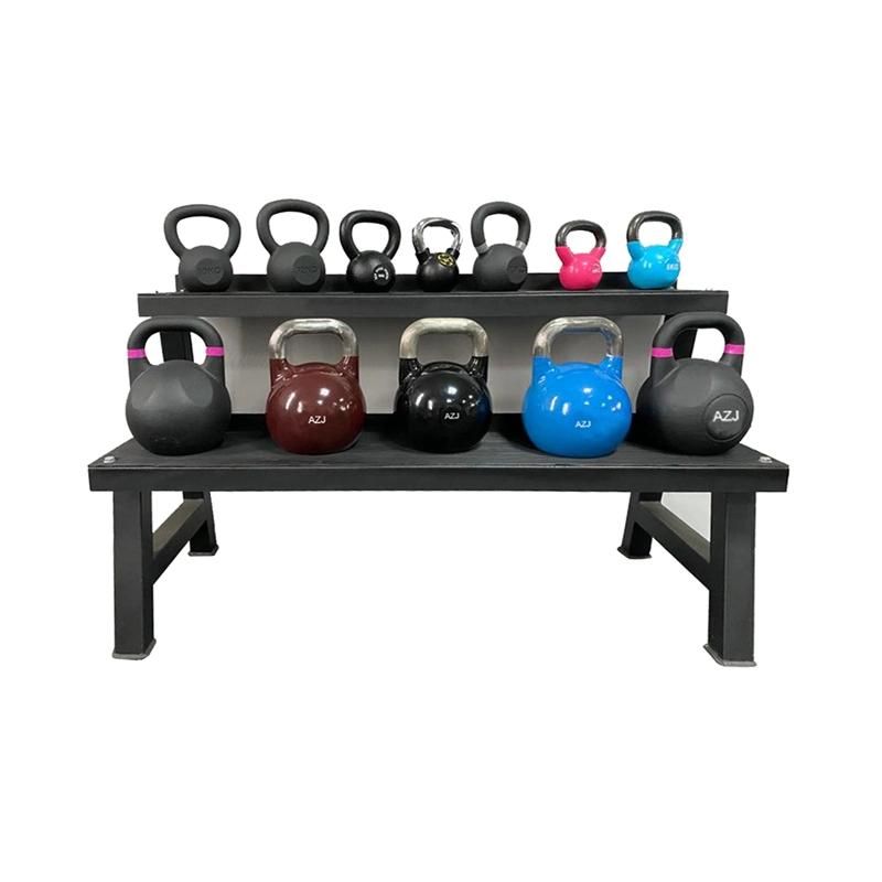 AZJ Fitness Custom Deluxe Double Layer Best Sale Multifunction Equipment Kettlebell Storage Rack