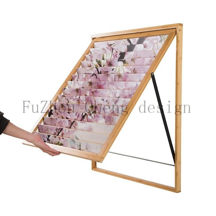 2021 Hanging Scroll Paintings Save Space Bamboo Foldable Hidden Drying Laundry Collapsible  Indoor Cloth Storage Rack