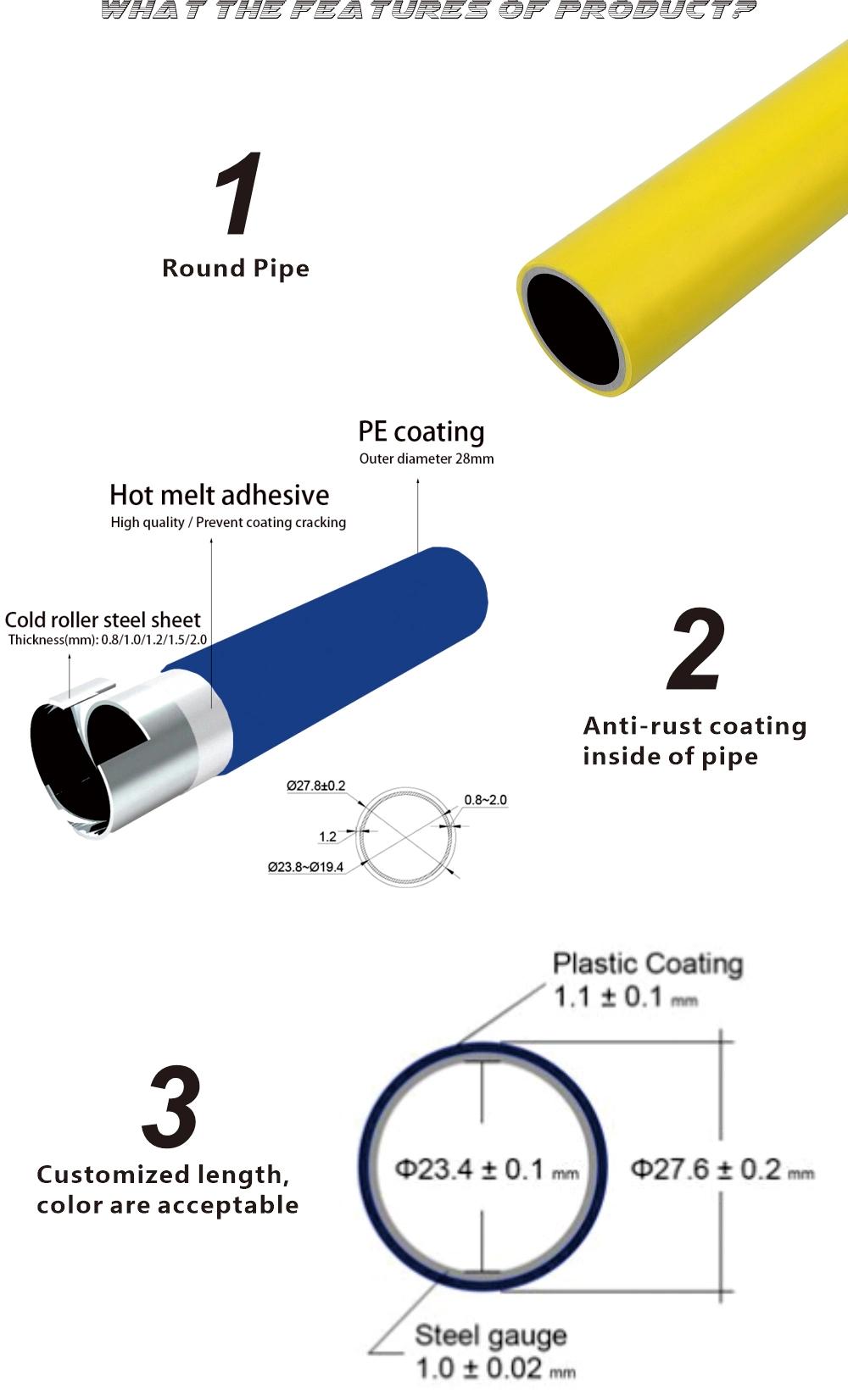 Coated Pipe Composite Pipe Plastic Steel Pipe and Joint System for Lean Rack, Workstation, Shelving