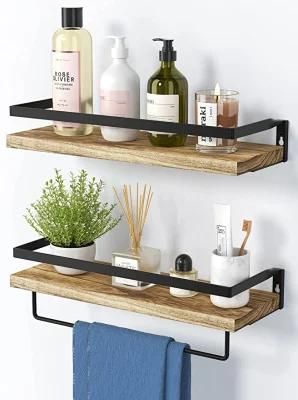 Wall Shelves, Floating Shelves for Bathroom, Kitchen, Bedroom, Bathroom Shelf with Towel Bar