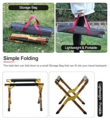 Portable Beech Wood Folding Cooler Stand Box Rack Shelf for Camping