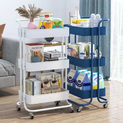 Three Tiers Iron Kitchen Moving Fruit and Vegetable Storage Rack with Wheels Storage Holders &amp; Racks for Kitchen Kithen Fruit Rack