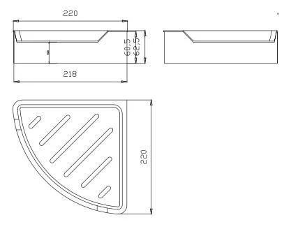 Bathroom Angular Single (AW-98121WG) White and Gray Shower Shelf